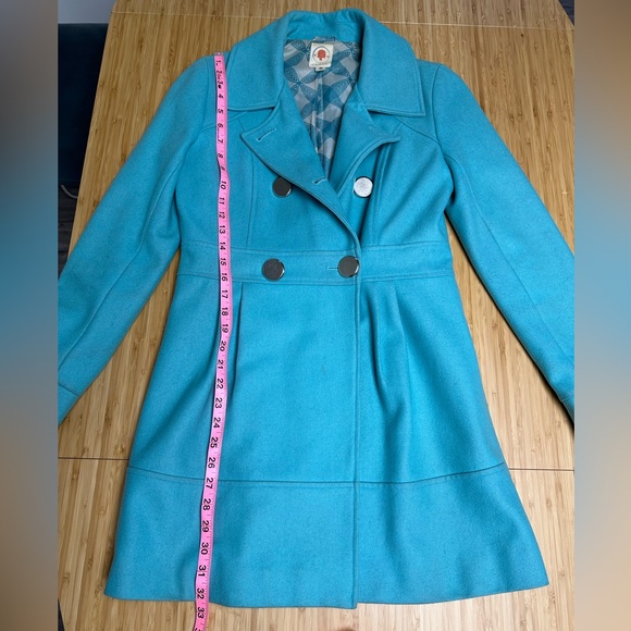 Vintage Anthropologie Tulle Teal Pea Coat - Picture 7 of 10